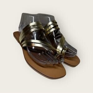 NWOB | Seychelles | Summer Rain Strappy Sandals | Gold Metallic | 8.5 US